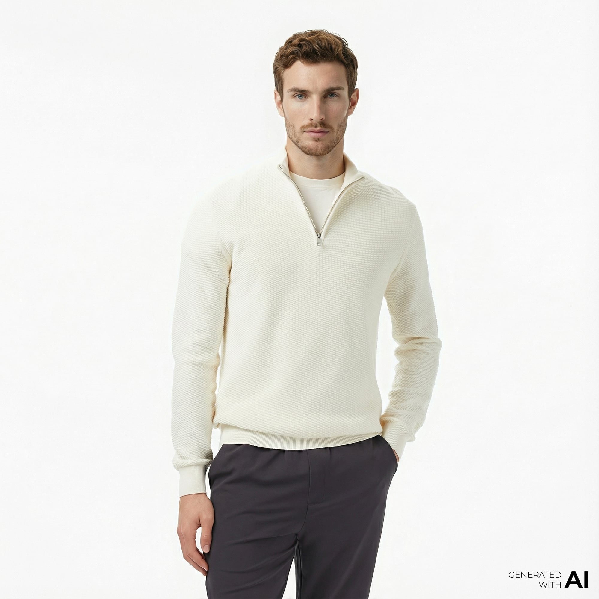  Nautica Erkek Krem Rengi Classic Fit Kazak