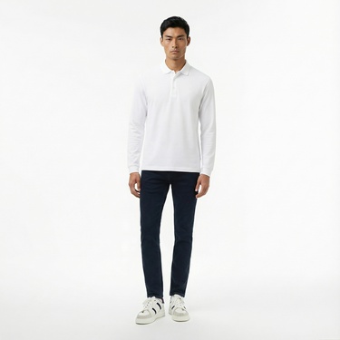  Nautica Erkek Beyaz Classic Fit Uzun Kollu Polo Yaka T-Shirt