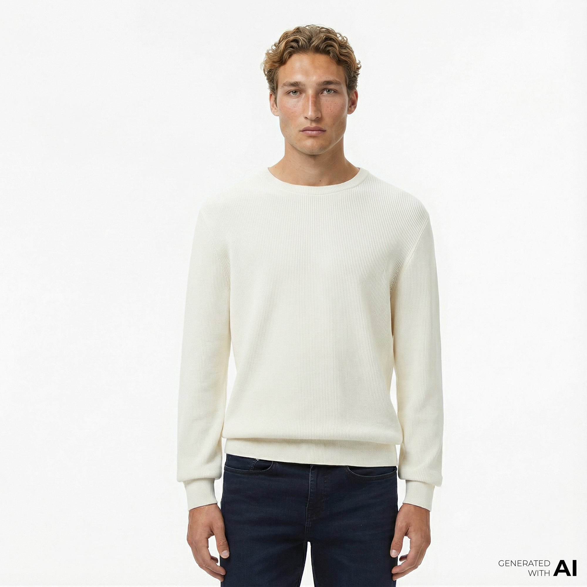  Nautica Erkek Krem Rengi Classic Fit Kazak