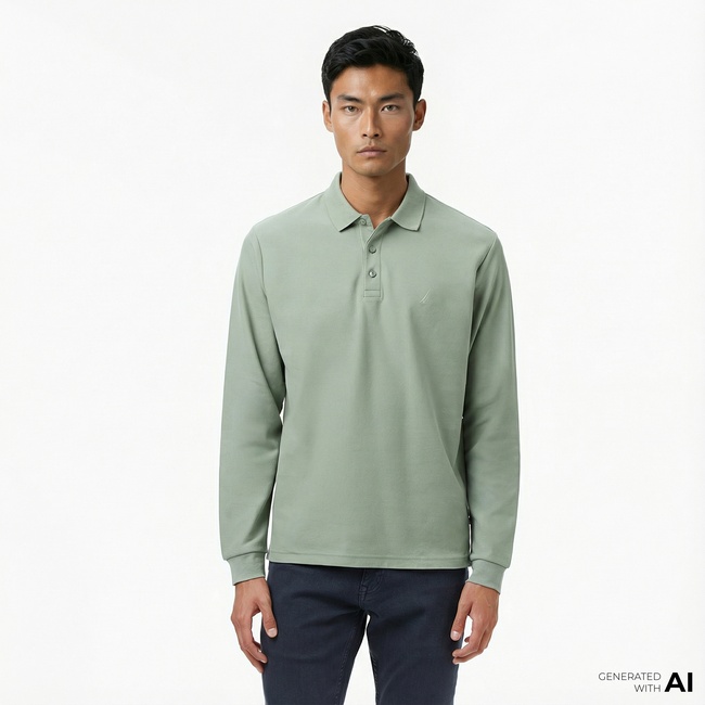  Nautica Erkek Yeşil Classic Fit Uzun Kollu Polo Yaka T-Shirt