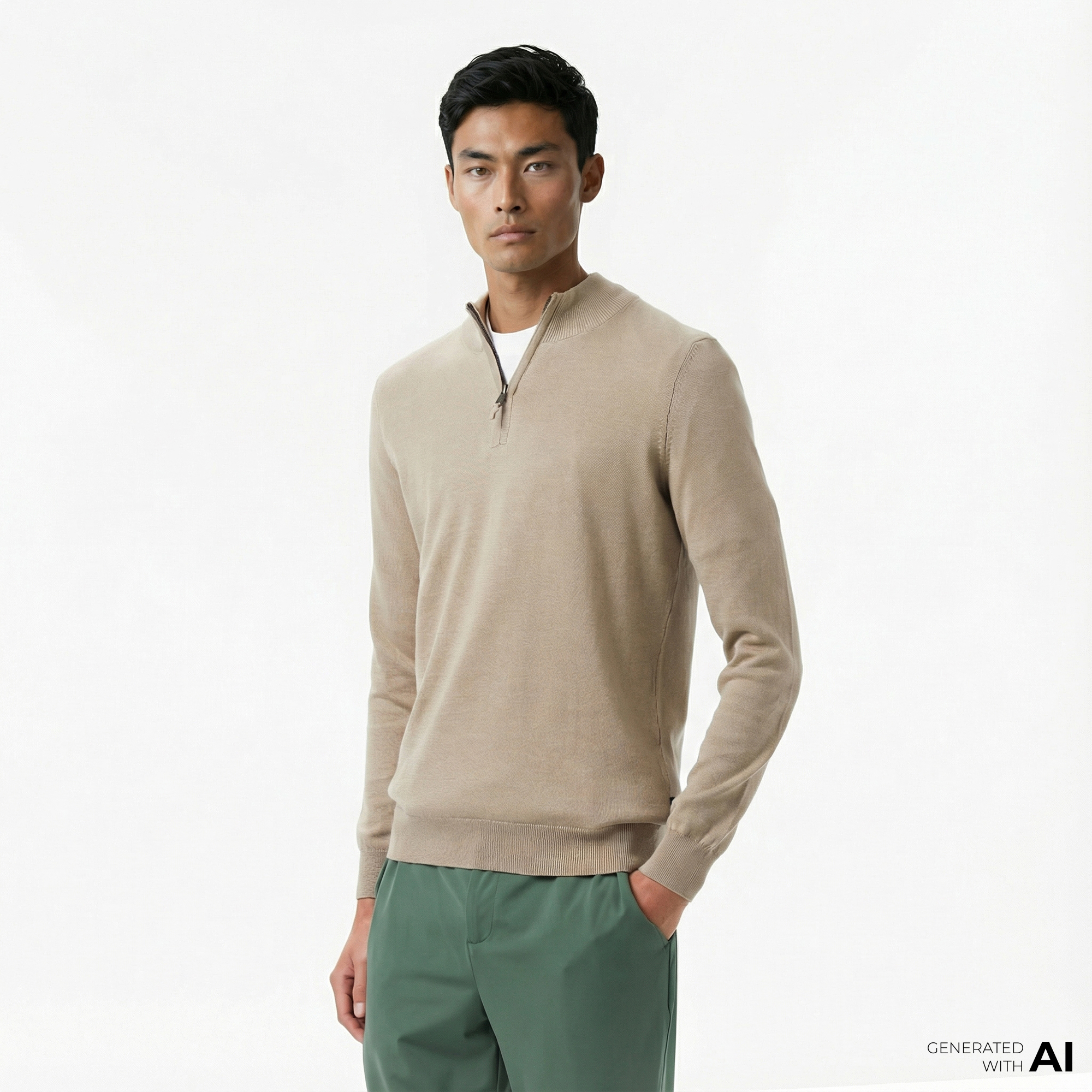  Nautica Erkek Bej Classic Fit Kazak