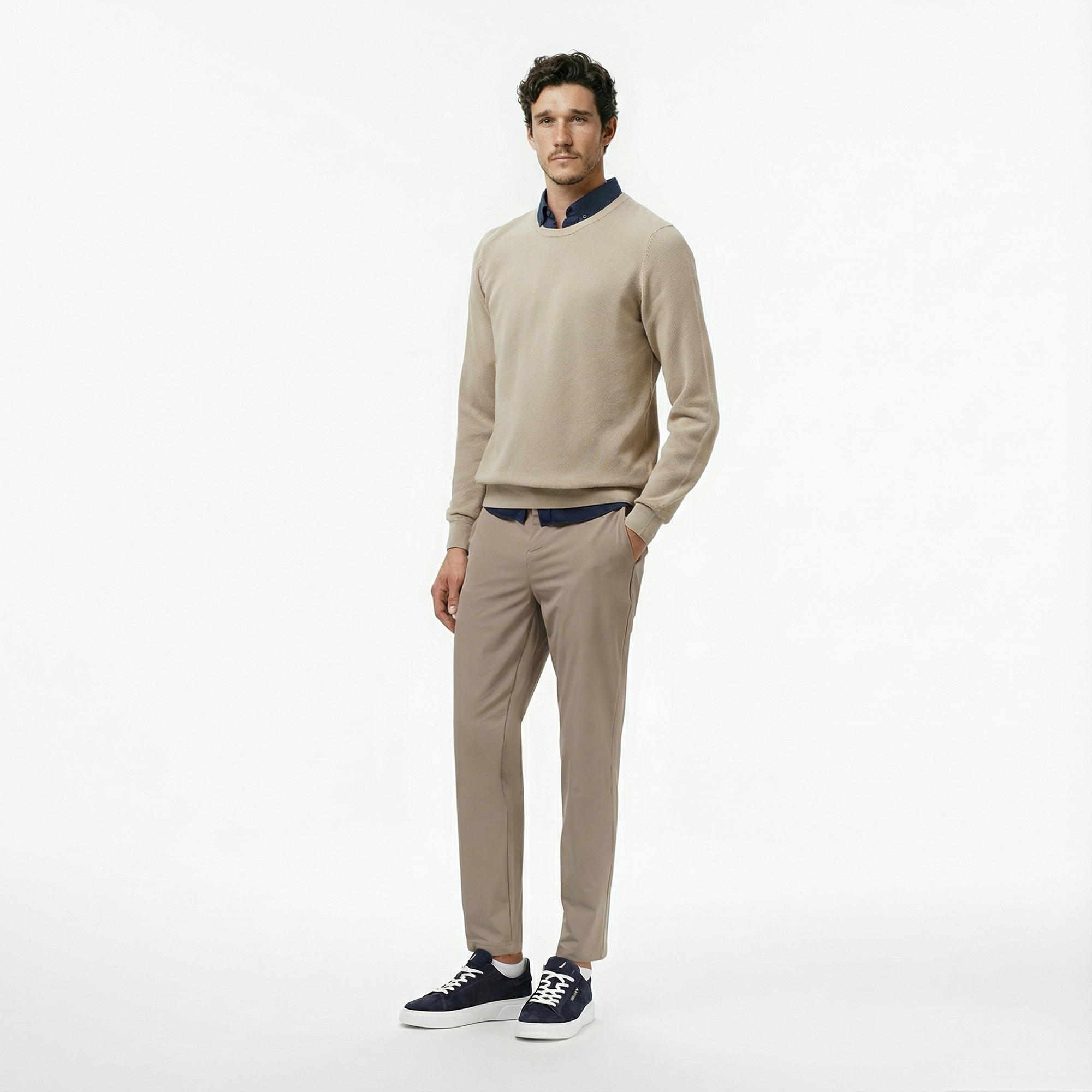  Nautica Erkek Bej Classic Fit Kazak