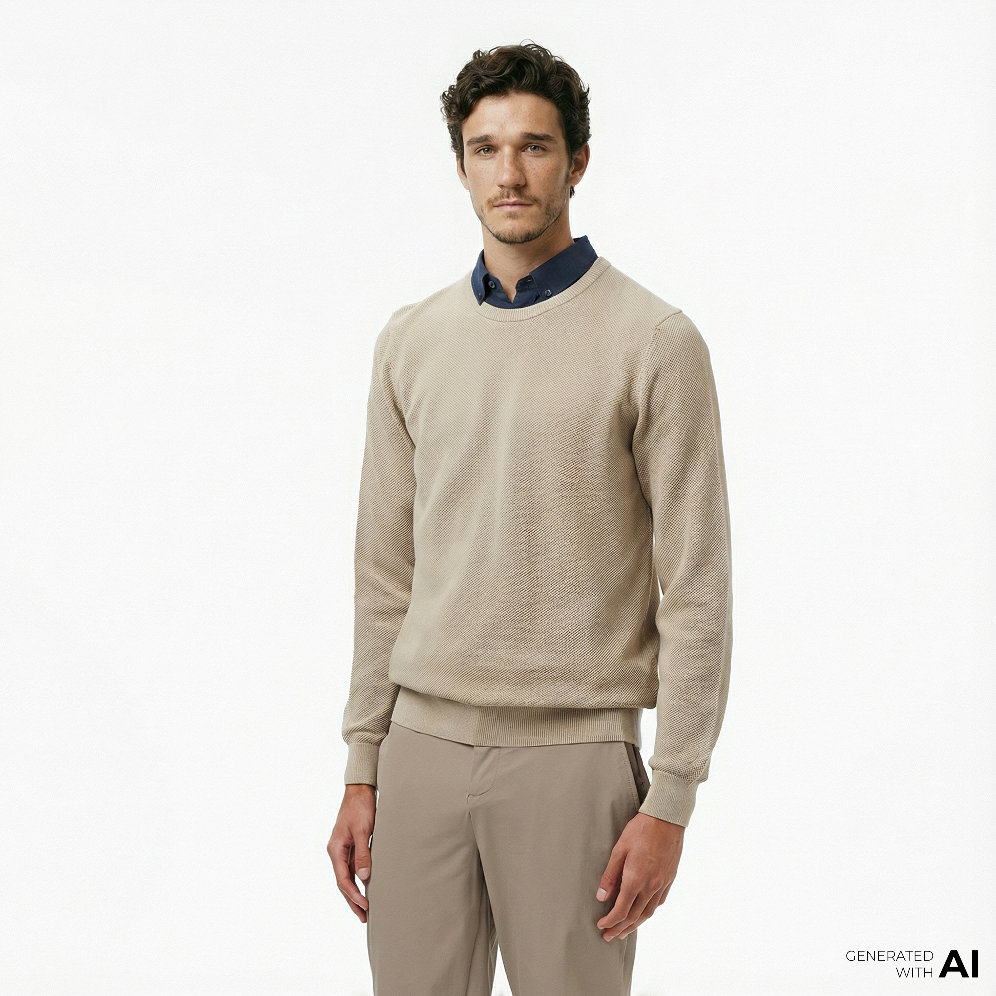  Nautica Erkek Bej Classic Fit Kazak