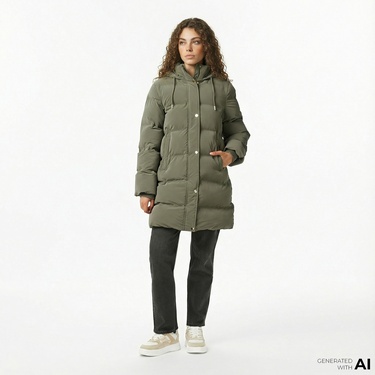  Nautica Kadın Yeşil Regular Fit Mont