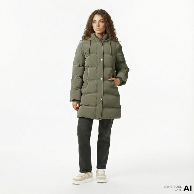  Nautica Kadın Yeşil Regular Fit Mont