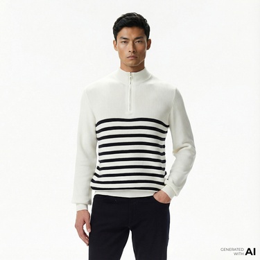  Nautica Erkek Krem Rengi Classic Fit Kazak