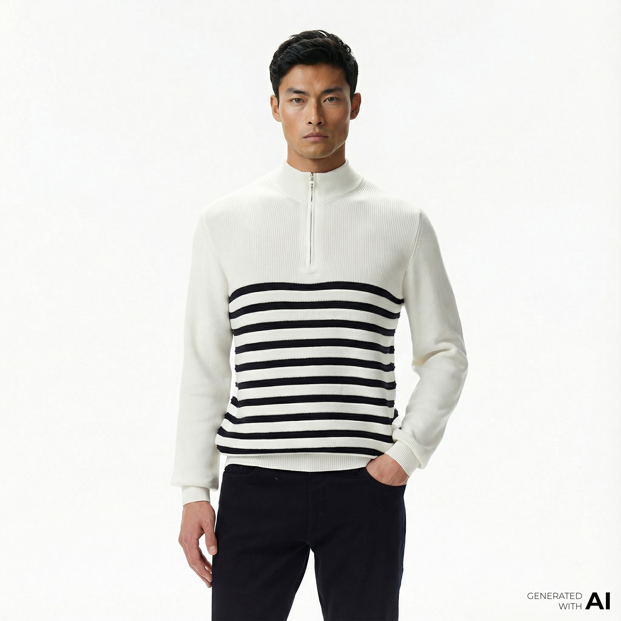  Nautica Erkek Krem Rengi Classic Fit Kazak