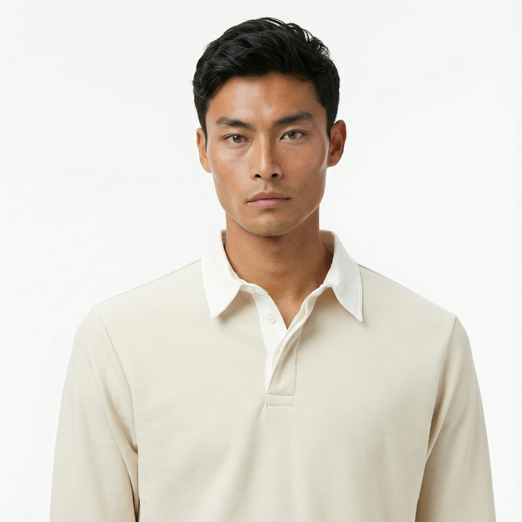  Nautica Erkek Bej Classic Fit Uzun Kollu Polo Yaka T-Shirt