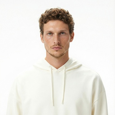  Nautica Erkek Krem Rengi Oversize Kapüşonlu Sweatshirt