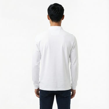  Nautica Erkek Beyaz Classic Fit Uzun Kollu Polo Yaka T-Shirt