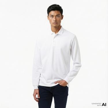  Nautica Erkek Beyaz Classic Fit Uzun Kollu Polo Yaka T-Shirt