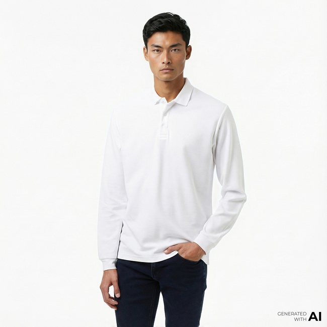  Nautica Erkek Beyaz Classic Fit Uzun Kollu Polo Yaka T-Shirt