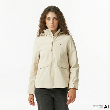  Nautica Kadın Krem Rengi Regular Fit Mont