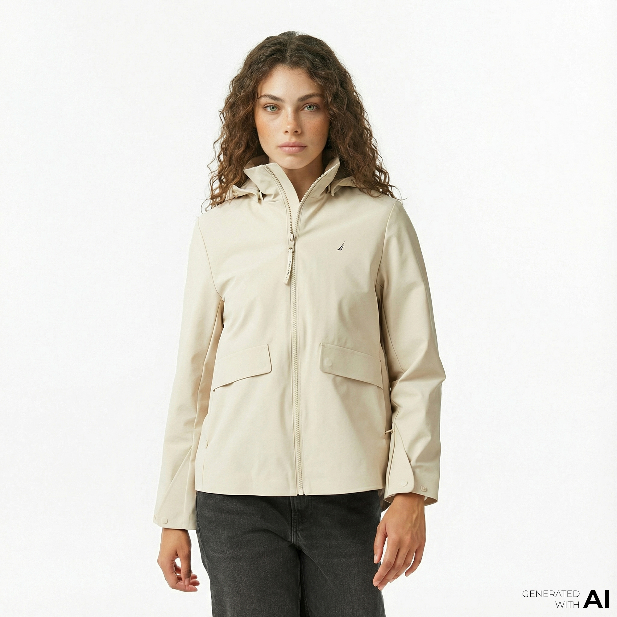  Nautica Kadın Krem Rengi Regular Fit Mont