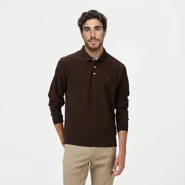  Nautica Erkek Kahverengi Classic Fit Uzun Kollu Polo Yaka T-Shirt