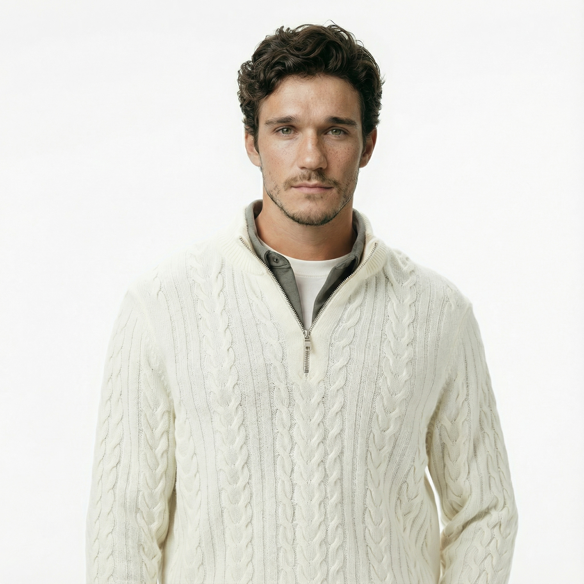  Nautica Erkek Krem Rengi Classic Fit Kazak