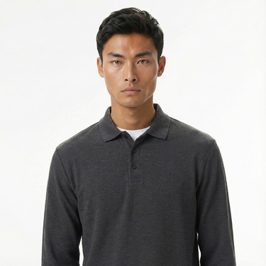  Nautica Erkek Gri Classic Fit Uzun Kollu Polo Yaka T-Shirt