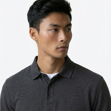  Nautica Erkek Gri Classic Fit Uzun Kollu Polo Yaka T-Shirt
