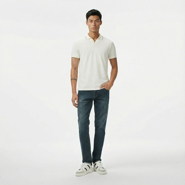  Nautica Erkek Krem Rengi Classic Fit Polo Yaka T-Shirt