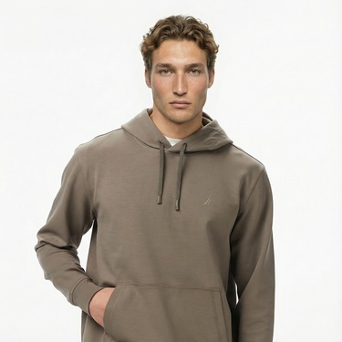  Nautica Erkek Kahverengi Classic Fit Kapüşonlu Sweatshirt