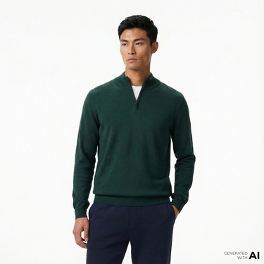  Nautica Erkek Yeşil Classic Fit Kazak