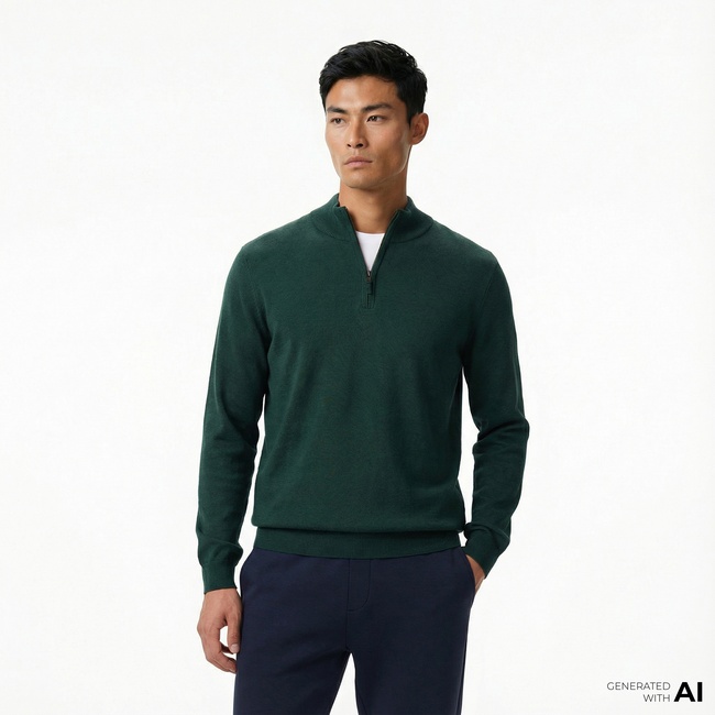  Nautica Erkek Yeşil Classic Fit Kazak