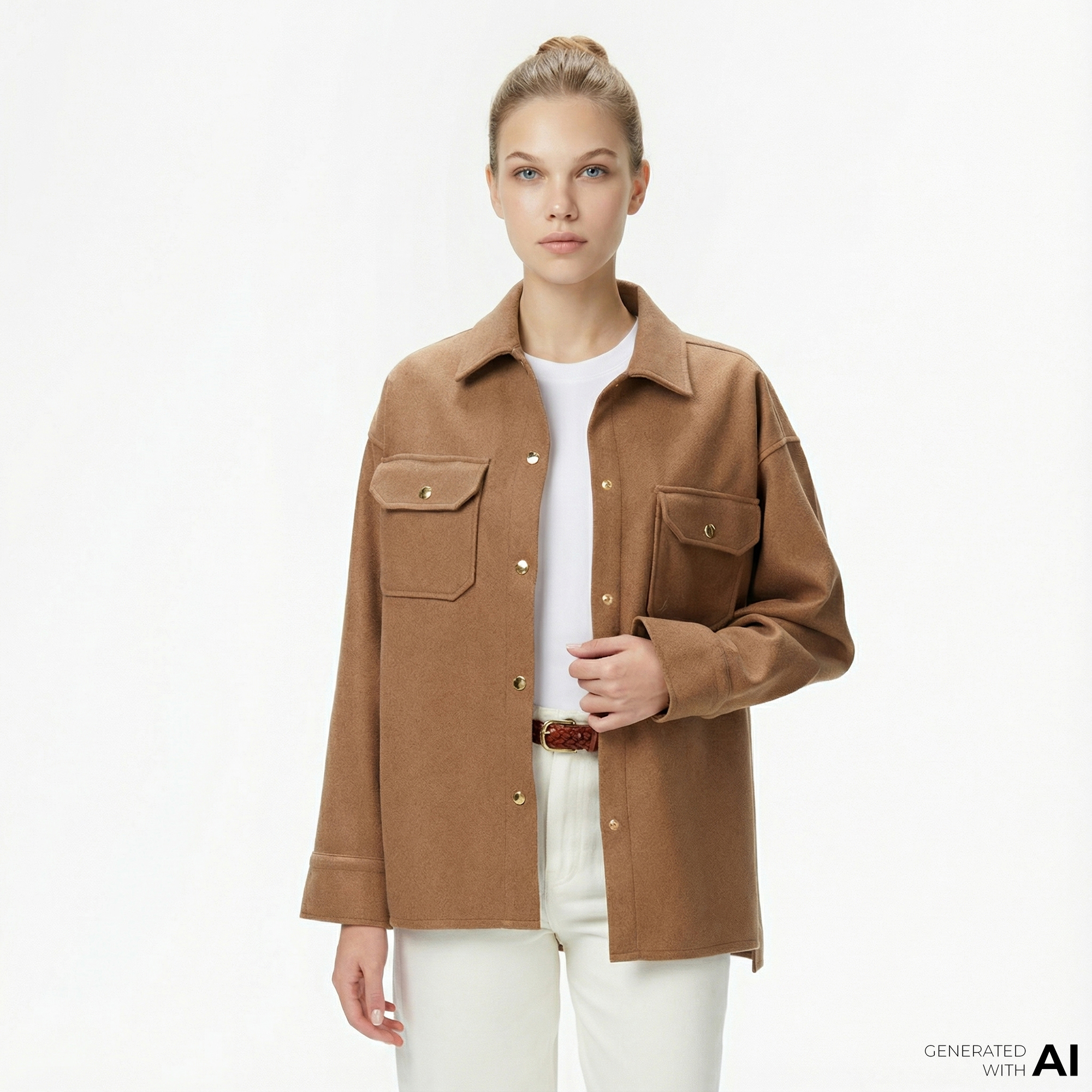  Nautica Kadın Kahverengi Regular Fit Gömlek