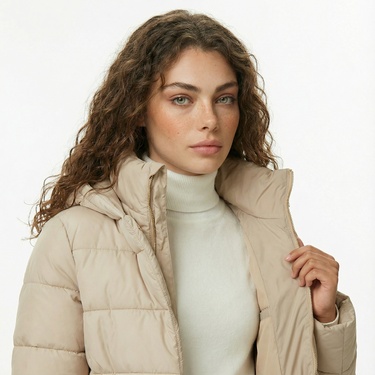  Nautica Kadın Bej Regular Fit Mont