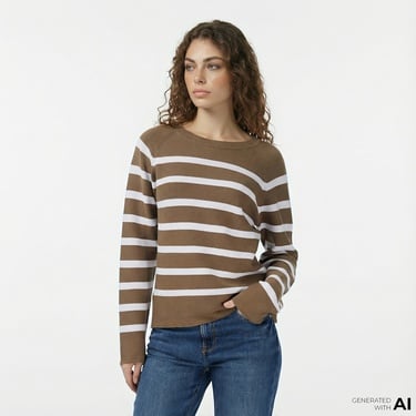  Nautica Kadın Kahverengi Regular Fit Kazak