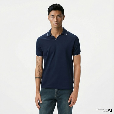  Nautica Erkek Lacivert Classic Fit Polo Yaka T-Shirt