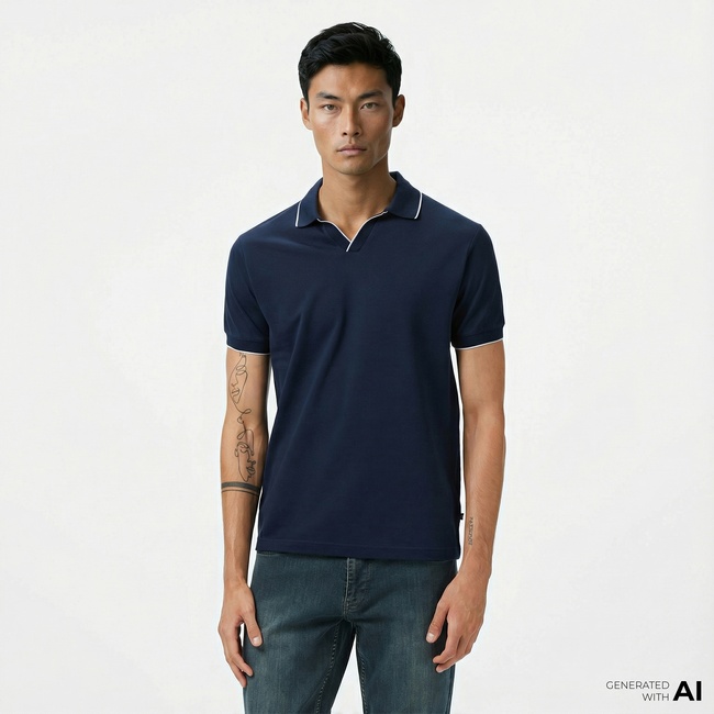 Nautica Erkek Lacivert Classic Fit Polo Yaka T-Shirt