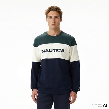  Nautica Erkek Yeşil Classic Fit Sweatshirt