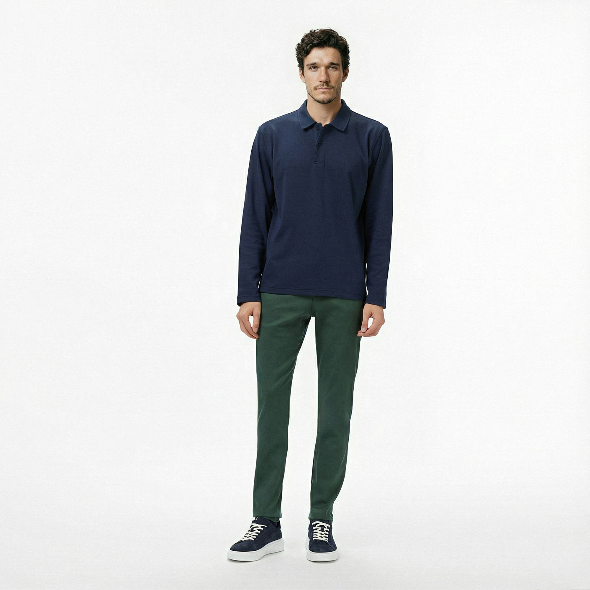  Nautica Erkek Lacivert Classic Fit Uzun Kollu Polo Yaka T-Shirt