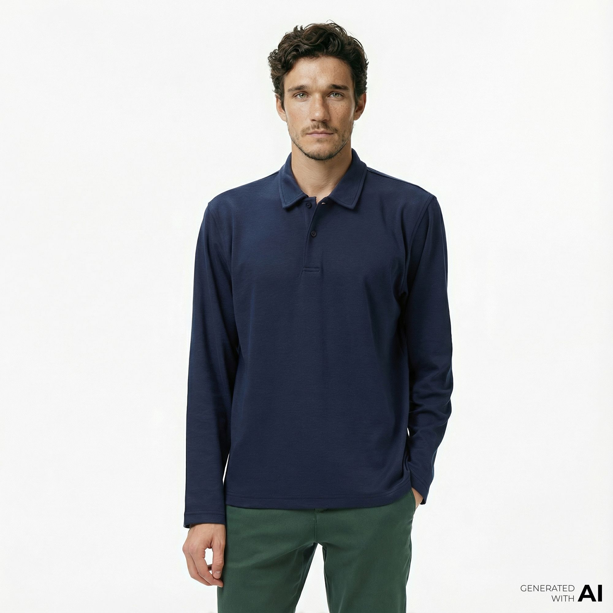  Nautica Erkek Lacivert Classic Fit Uzun Kollu Polo Yaka T-Shirt