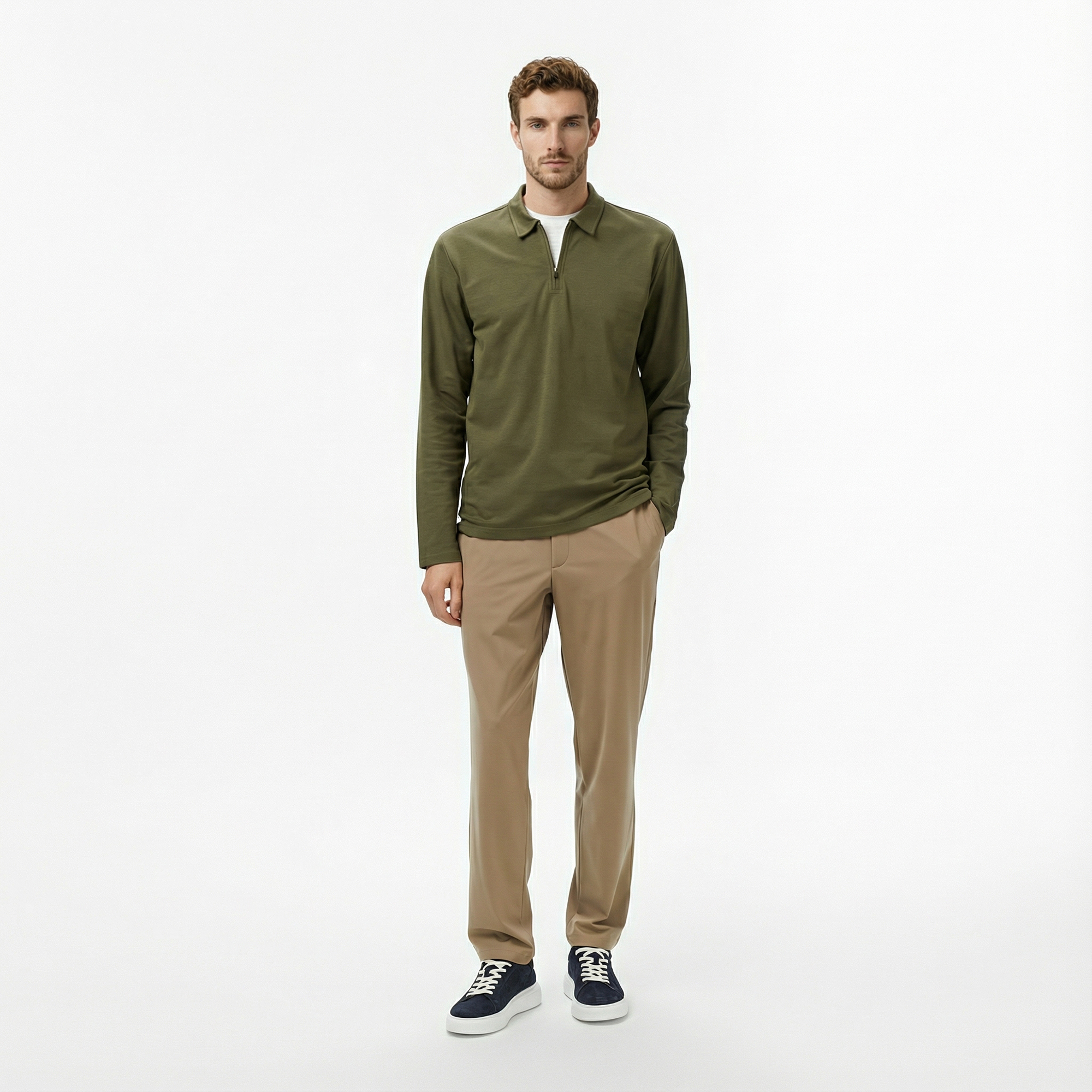  Nautica Erkek Yeşil Classic Fit Uzun Kollu Polo Yaka T-Shirt