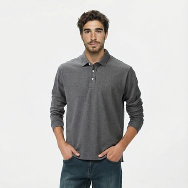  Nautica Erkek Gri Classic Fit Uzun Kollu Polo Yaka T-Shirt