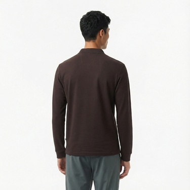  Nautica Erkek Kahverengi Classic Fit Uzun Kollu Polo Yaka T-Shirt