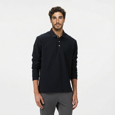  Nautica Erkek Siyah Classic Fit Uzun Kollu Polo Yaka T-Shirt