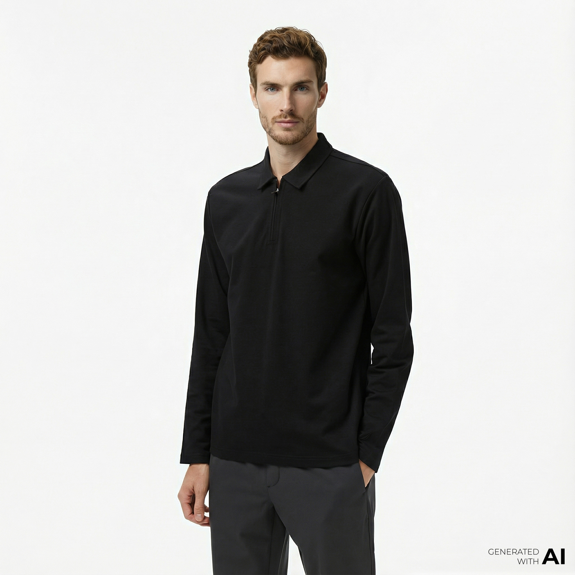  Nautica Erkek Siyah Classic Fit Uzun Kollu Polo Yaka T-Shirt