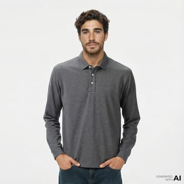  Nautica Erkek Gri Classic Fit Uzun Kollu Polo Yaka T-Shirt