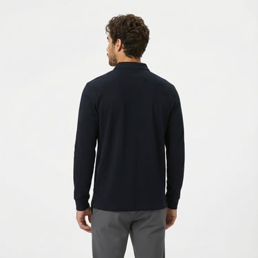  Nautica Erkek Siyah Classic Fit Uzun Kollu Polo Yaka T-Shirt