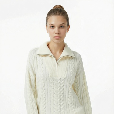  Nautica Kadın Krem Rengi Regular Fit Kazak