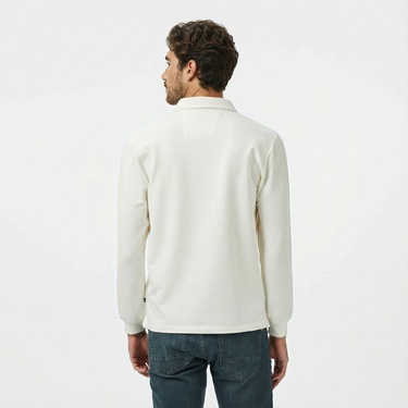  Nautica Erkek Krem Rengi Classic Fit Uzun Kollu Polo Yaka T-Shirt