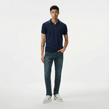  Nautica Erkek Lacivert Classic Fit Polo Yaka T-Shirt
