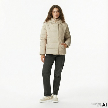  Nautica Kadın Bej Regular Fit Mont