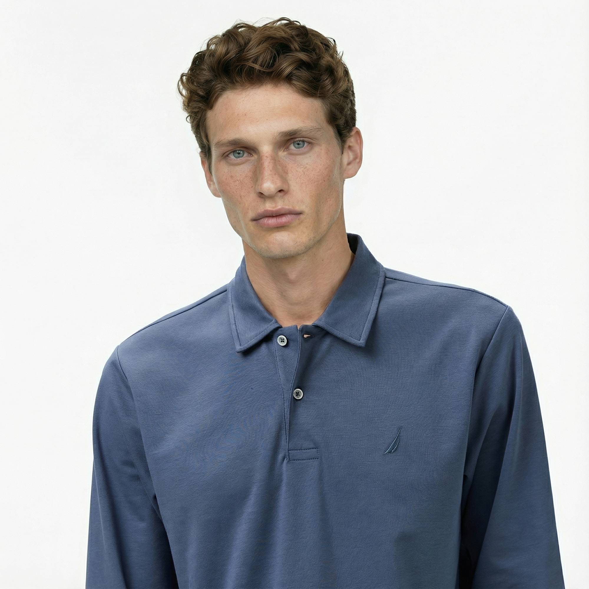  Nautica Erkek Mavi Classic Fit Uzun Kollu Polo Yaka T-Shirt