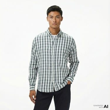  Nautica Erkek Yeşil Kareli Classic Fit Gömlek