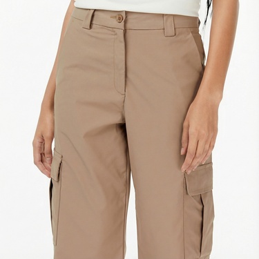  Nautica Kadın Bej Straight Fit Pantolon