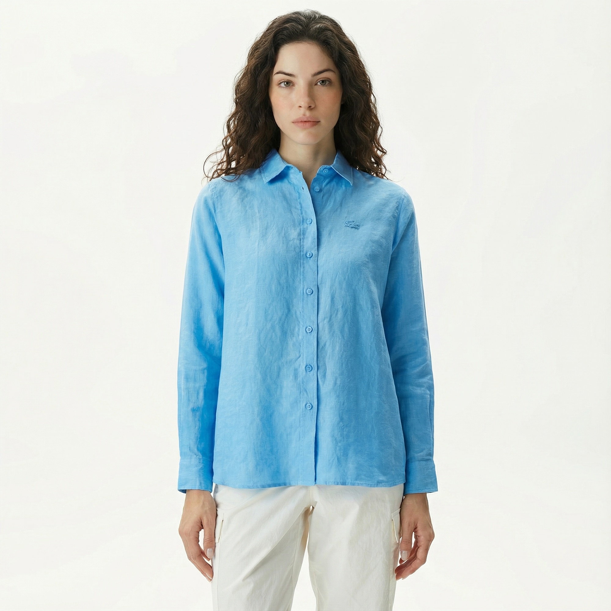 Lacoste Kadın Relaxed Fit Mavi Gömlek