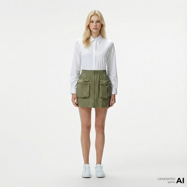  Lacoste Kadın Regular Fit Haki Etek